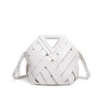 Geometric Woven Handbag with Magnetic Closure - Image 5