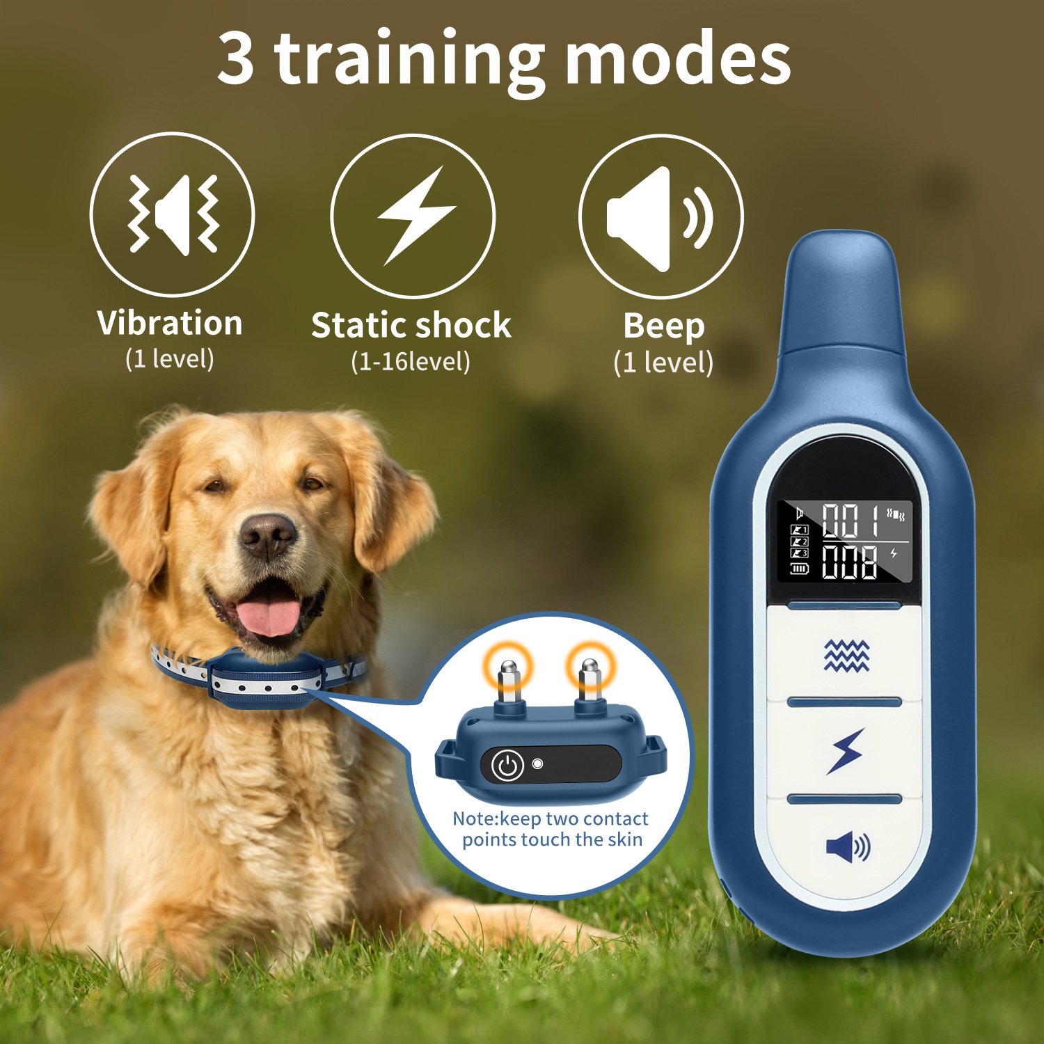5e86f7fe-27ec-42ca-b8d5-c5ec3f482dae.jpg Remote Control Dog Training Collar with Vibration and Shock Modes - Image 1