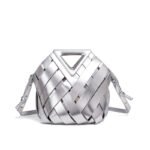 Geometric Woven Handbag with Magnetic Closure - Image 3