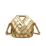 Geometric Woven Handbag with Magnetic Closure - Image 4