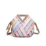 Geometric Woven Handbag with Magnetic Closure