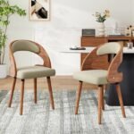 Ergonomic Grace: Farini Curved-Back Upholstered Dining Chairs (Set of 2)