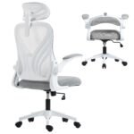 Office Chair, Ergonomic Desk Chair with Foldable Backrest, 2D Headrest, Grey
