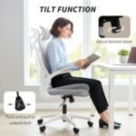 Office Chair, Ergonomic Desk Chair with Foldable Backrest, 2D Headrest, Grey - Image 4